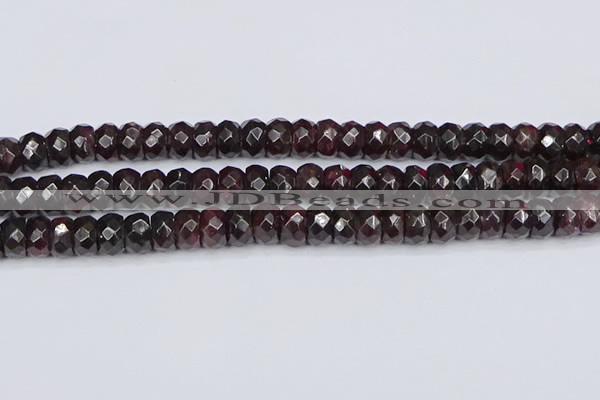 CGA680 15.5 inches 6*11mm faceted rondelle red garnet beads