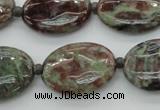 CGA72 15.5 inches 18*25mm oval red green garnet gemstone beads