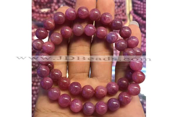 CGB2504 7.5 inches 10mm round ruby gemstone beaded bracelets