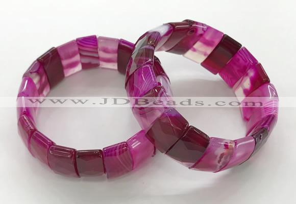 CGB3156 7.5 inches 11*23mm faceted rectangle agate bracelets