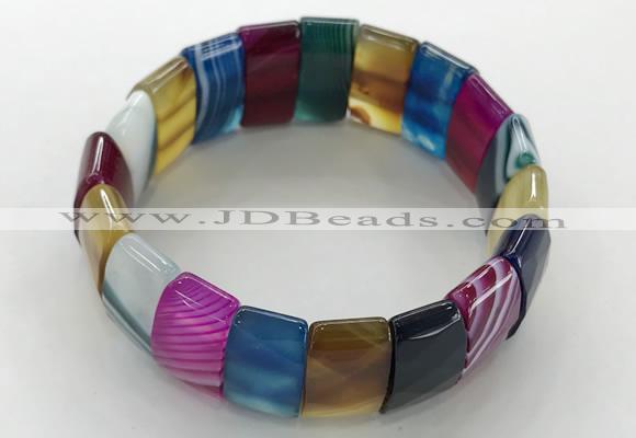 CGB3160 7.5 inches 11*23mm faceted rectangle agate bracelets