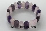 CGB3312 7.5 inches 10*20mm faceted oval mixed quartz bracelets