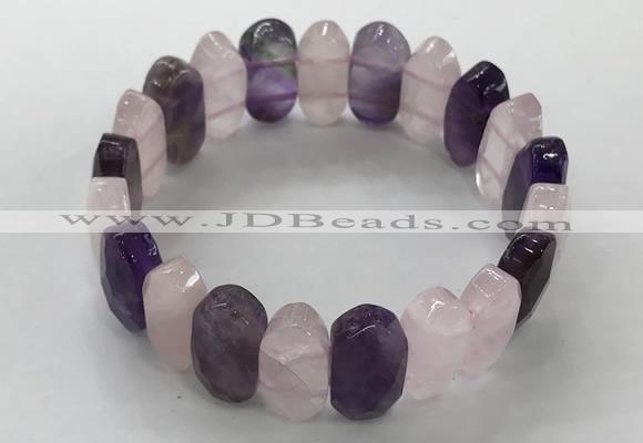 CGB3312 7.5 inches 10*20mm faceted oval mixed quartz bracelets