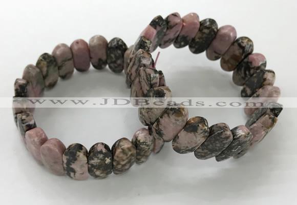 CGB3318 7.5 inches 10*20mm faceted oval rhodonite bracelets