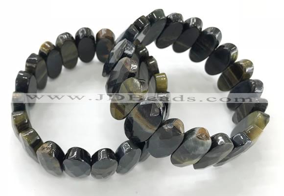 CGB3321 7.5 inches 10*20mm faceted oval blue tiger eye bracelets