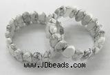 CGB3325 7.5 inches 10*20mm faceted oval white howlite bracelets