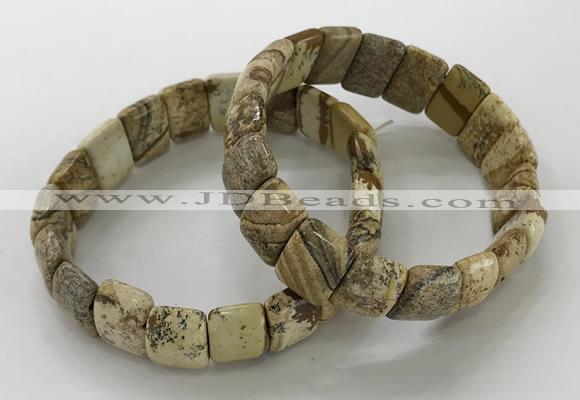 CGB3337 7.5 inches 10*15mm rectangle picture jasper bracelets