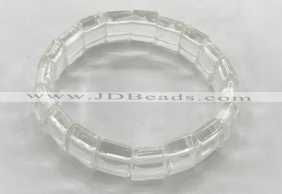 CGB3420 7.5 inches 12*15mm faceted rectangle white crystal bracelets