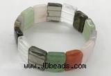 CGB3483 7.5 inches 15*20mm faceted rectangle mixed gemstone bracelets