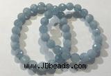 CGB4037 7.5 inches 8mm faceted round aquamarine beaded bracelets