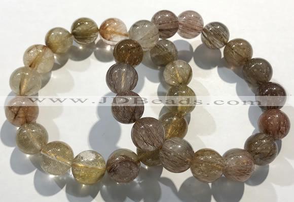 CGB4082 7.5 inches 13mm round golden rutilated quartz beaded bracelets