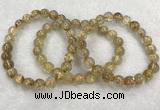 CGB4115 7.5 inches 8mm - 9mm round golden rutilated quartz beaded bracelets