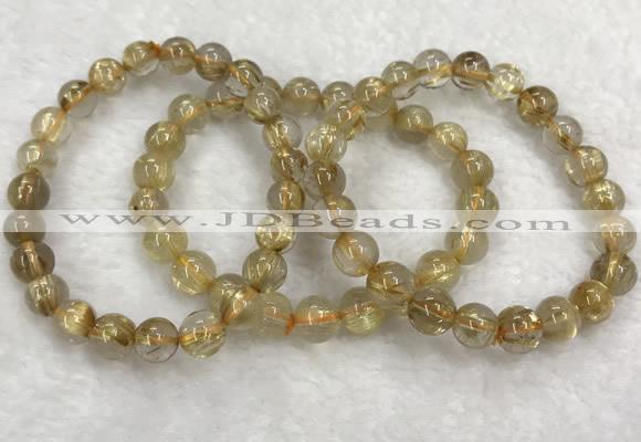 CGB4115 7.5 inches 8mm - 9mm round golden rutilated quartz beaded bracelets