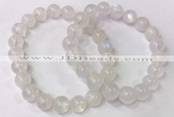 CGB4513 7.5 inches 10mm round white moonstone beaded bracelets