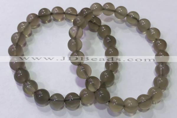 CGB4521 7.5 inches 8mm round grey moonstone beaded bracelets