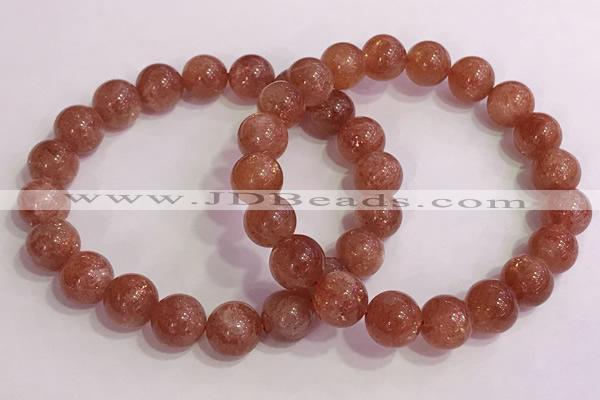 CGB4544 7.5 inches 10mm round golden sunstone beaded bracelets