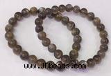 CGB4552 7.5 inches 7mm - 8mm round black sunstone beaded bracelets