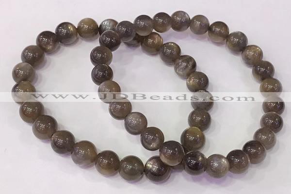 CGB4552 7.5 inches 7mm - 8mm round black sunstone beaded bracelets