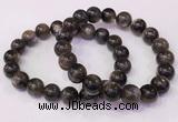 CGB4557 7.5 inches 10mm - 11mm round black sunstone beaded bracelets