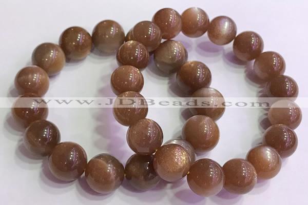 CGB4567 7.5 inches 14mm round golden sunstone beaded bracelets