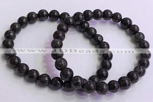 CGB4576 7.5 inches 8mm round black sunstone beaded bracelets