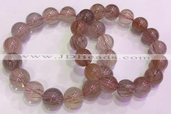 CGB4640 13mm - 14mm round red rutilated quartz beaded bracelets