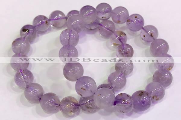 CGB4658 11mm - 12mm round purple phantom quartz beaded bracelets