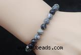 CGB5044 6mm, 8mm round black water jasper beads stretchy bracelets