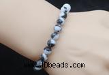 CGB5046 6mm, 8mm round black & white jasper beads stretchy bracelets