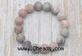 CGB5514 10mm, 12mm round matte pink zebra jasper beads stretchy bracelets