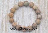 CGB5516 10mm, 12mm round matte picture jasper beads stretchy bracelets