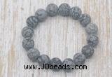 CGB5519 10mm, 12mm round matte snowflake obsidian beads stretchy bracelets