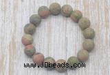 CGB5523 10mm, 12mm round matte unakite beads stretchy bracelets