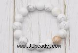 CGB5690 10mm, 12mm white howlite beads with zircon ball charm bracelets