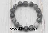 CGB5741 10mm, 12mm black water jasper beads with zircon ball charm bracelets