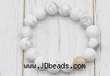 CGB5800 10mm, 12mm matte white howlite beads with zircon ball charm bracelets