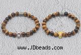 CGB6007 8mm round yellow tiger eye bracelet with leopard head for men