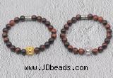 CGB6012 8mm round red tiger eye bracelet with lion head for men