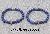 CGB6045 8mm round lapis lazuli bracelet with skull for men