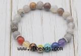 CGB6202 8mm bamboo leaf agate 7 chakra beaded mala stretchy bracelets