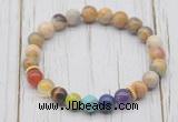 CGB6203 8mm yellow crazy lace agate 7 chakra beaded mala stretchy bracelets