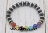 CGB6221 8mm Tibetan agate 7 chakra beaded mala stretchy bracelets