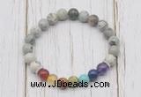 CGB6241 8mm greeting pine jasper 7 chakra beaded mala stretchy bracelets