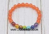 CGB6255 8mm candy jade 7 chakra beaded mala stretchy bracelets