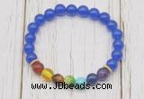 CGB6260 8mm candy jade 7 chakra beaded mala stretchy bracelets