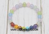 CGB6263 8mm colorful candy jade 7 chakra beaded mala stretchy bracelets