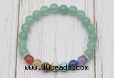 CGB6268 8mm green aventurine 7 chakra beaded mala stretchy bracelets