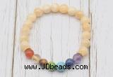 CGB6269 8mm honey jade 7 chakra beaded mala stretchy bracelets