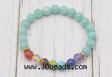 CGB6272 8mm peru amazonite 7 chakra beaded mala stretchy bracelets