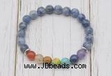 CGB6277 8mm blue spot stone 7 chakra beaded mala stretchy bracelets